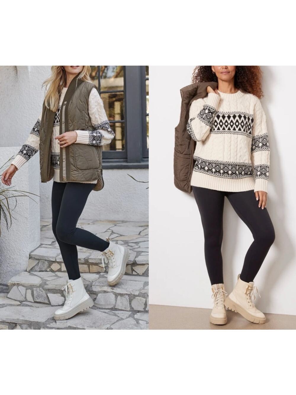 Line and Dot Montana Faire Isle Pullover Sweater Cream Black Large NWT Oversized